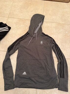 adidas Gray Heather ClimaWarm Hooded Pullover